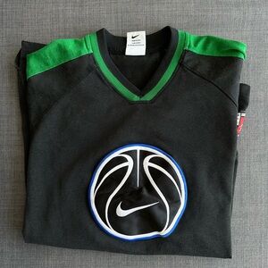 Vintage 90’s Nike Basketball Center Swoosh Warm Up Shirt Small Black-Green